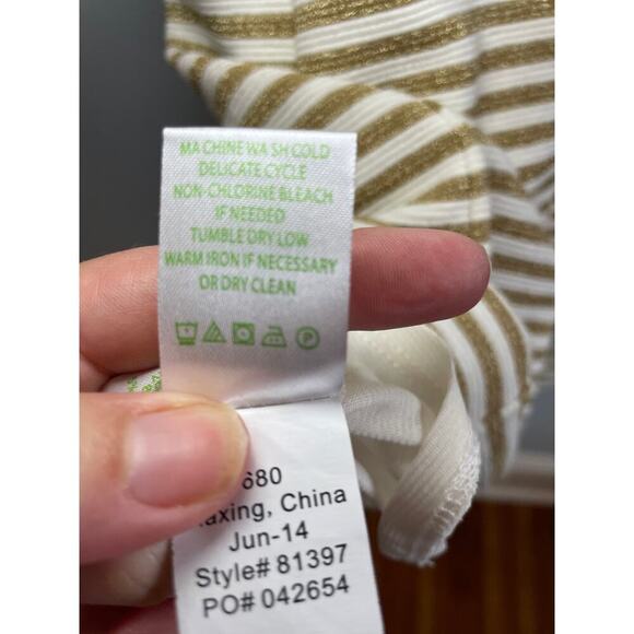 Lilly Pulitzer Brielle Dress Women's Small Gold Stripe Sparkle - Picture 7 of 8